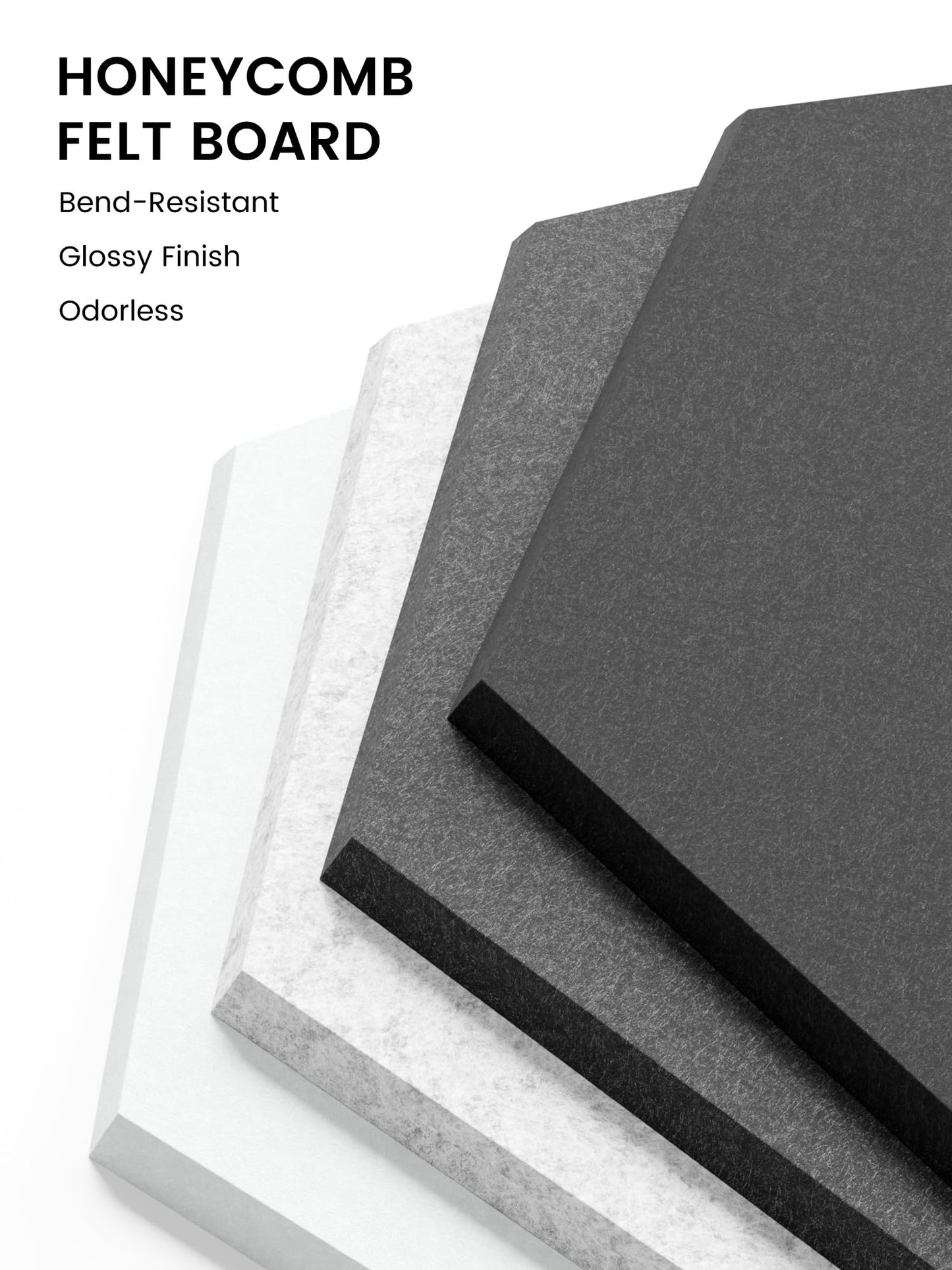 Fluxynara Hexagon Cork Board Alternative for Walls Decor-8-Pack Felt Bulletin Board Tiles,with 30 Pushpins,50 Adhesive Tabs for Office,Classrooms & Home Pin Board Felt Board-Concrete Echo
