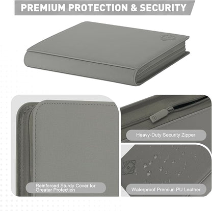 Premium Card Binder 12 Pocket for 720 Pockets Trading Card Binder, PU Zipper Card Collection Album, Sturdy Side-Loading Card Book Holder for MTG, TCG, Game Cards, Sports Cards