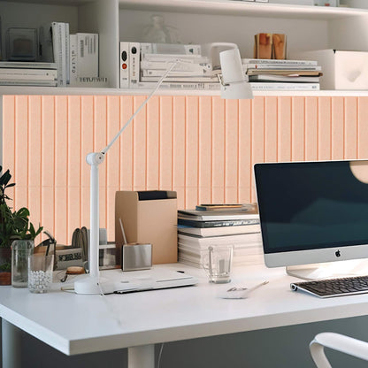 Honoson 12 Pack 48"x 36" Large Cork Board Alternative Felt Bulletin Board Wall Tiles with Safe Square Adhesive Roll Cork Tiles for Walls Home Office Classroom Back to School Pin Panels(Peach)