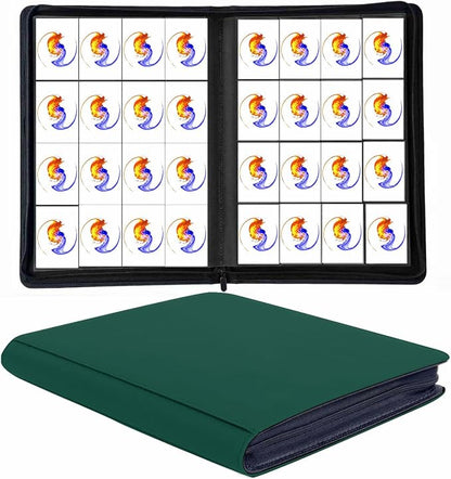 Trading Card Binder 16 Pocket, 1664 Pockets Ringless PU Cover Card Collection Binder, Double Sided Card Binder Collector Album, Card Folder for MTG, TCG, Sports Cards, Game Card (Green, 16Pockets)