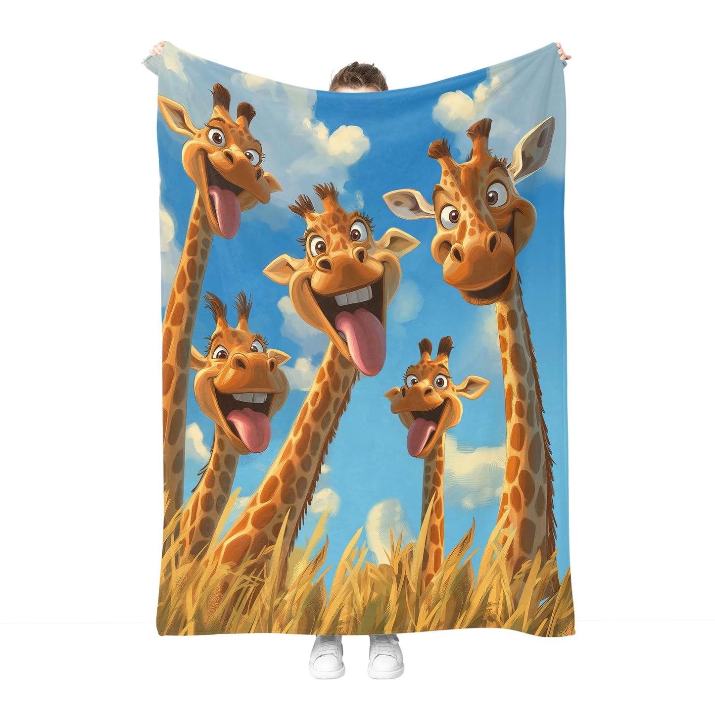Hohoto Giraffe Blanket for Adults Women Men Girls Boys Birthday Christmas Halloween Easter Father's Day Dad Husband Boyfriend Son Throw Blanket 50"x60"