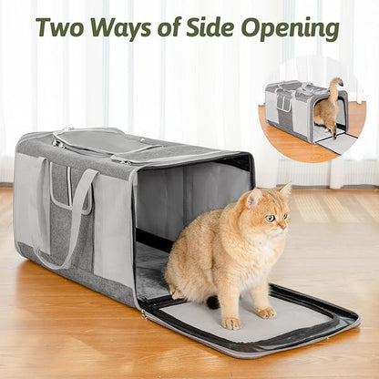 Sedioso Extra Large Cat Carrier for 2 Cats, 24x14x16in Pet Carriers for Cat and Dog Up to 40lbs, All-Sided Large Mesh Cat Carrier with Great Ventilation, Portable Soft Sided Pet Carriers for Traveling