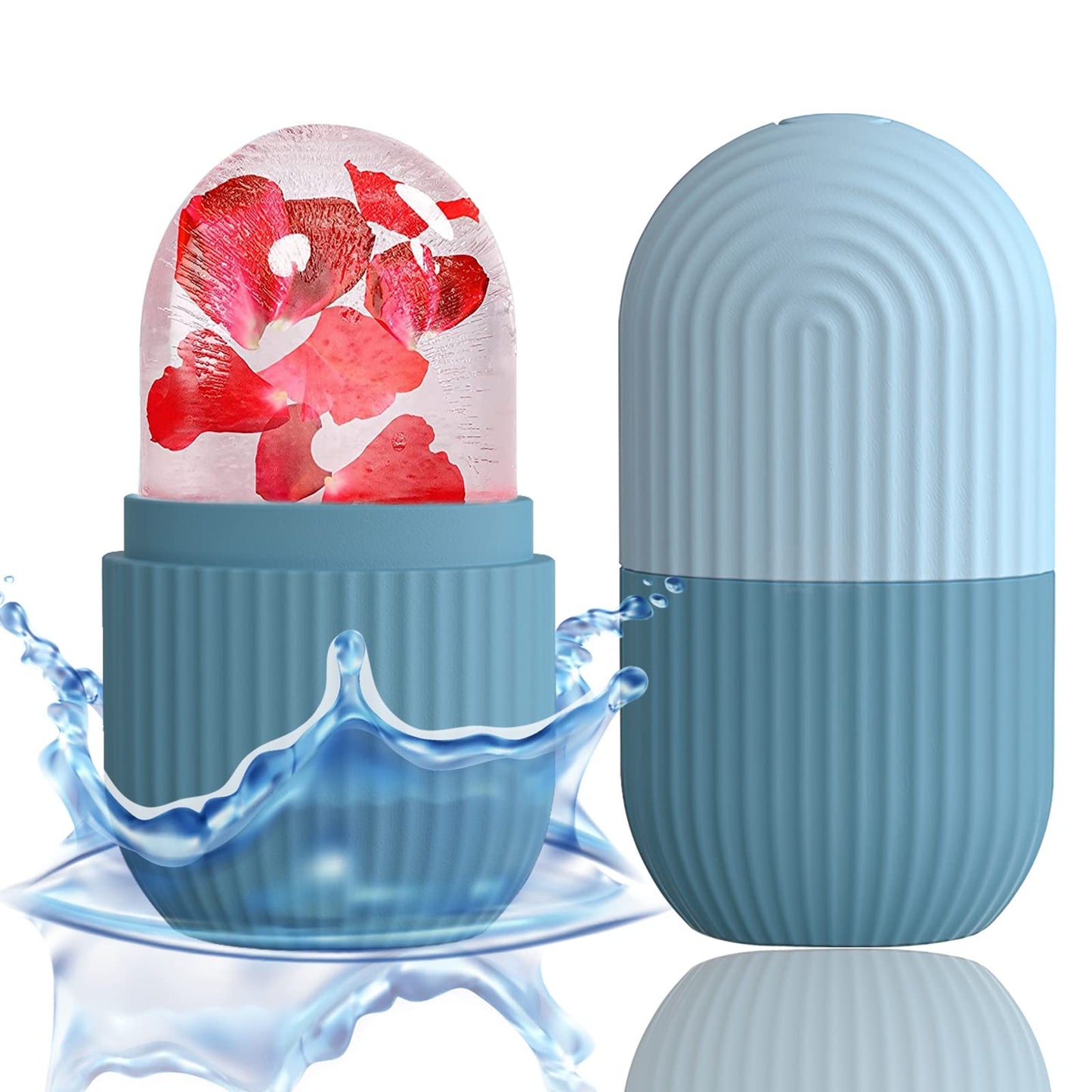 XHJRI Ice Cube Roller Massager for Face, Eyes and Neck Naturally Conditioning and Skin Care,De-Puff Eye Bags,Reduce Migraine Pain,Reusable Massage Silicone Ice Mold (Pink)