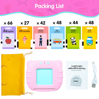 QuTZ ABC Learning Flash Cards for Toddlers 2-4 Bilingual Spanish English, Autism Toys, Speech Therapy Toys, Educational Talking 275 Sight Words Cards for Boys and Girls,