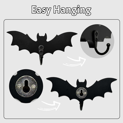 4 Pcs Wooden Bat Wall Hook For Keys Hat Bag Towel Clothes, Mini Bat Hanger Wall Mounted With 4 Hooks, Gothic Home Decor For LivingRoom Bedroom Bathroom Kitchen Gothroom Halloween Gothic Decoration