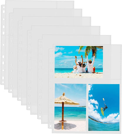 Sooez 30 Pack 4x6 Photo Sleeves for 3 Ring Binder (180 Pictures), Heavy Duty Plastic Album Refill Pages, Clear Archival Sheets 8.5x11