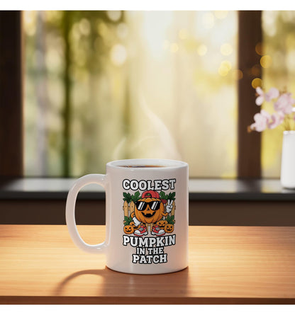 Halloween Coolest Pumpkin In The Patch, Pumpkin Patch Outt Ceramic Mug, White