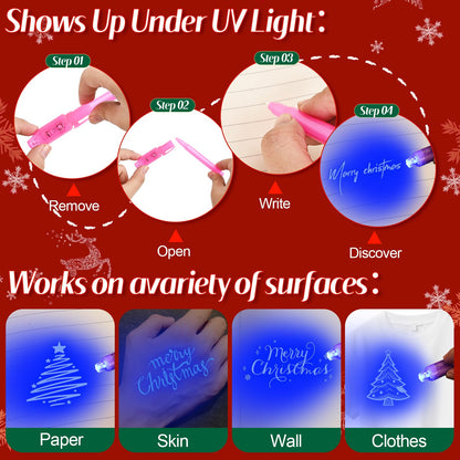 30 Pack Invisible Ink Pens with UV Light, Magic Spy Pen for Secret Messages, Birthday Party Favors Easter Egg Hunt Halloween Goodie Bags Stocking Stuffers Valentine's Day Gifts for Kids Ages 3+