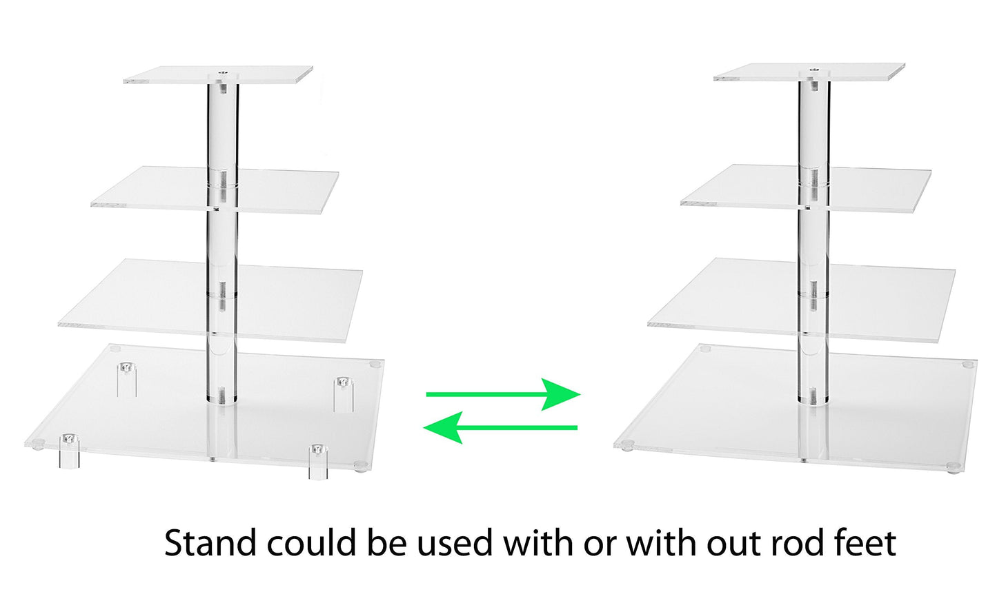 Jusalpha Large 4 Tier Cupcake Stand Square Acrylic Cupcake Tower Stand for Dessert, Pastry, Serving Platter-Candy Bar Party Décor and Supply(with Rod Feet) (4SF-V2)