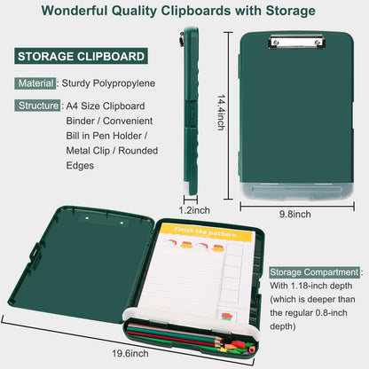 SFLHHDM Clip Boards 8.5x11 with Storage, Heavy Duty Storage Clipboard, Nursing Clipboards Folder with Pen Holder, Clipboards with Low Profile Clip, Nurse Clipboard Binder Case for Classroom