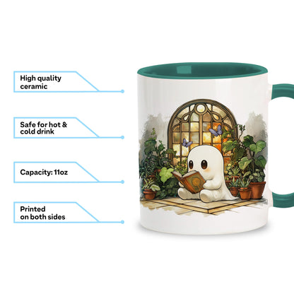 Hyturtle Cute Ghost Reading Mug Gifts for Readers on Birthday, Halloween