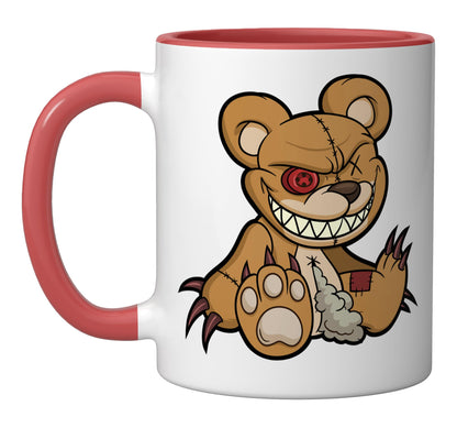 Evil Scary Teddy Bear Cute Halloween Horror Teddy Bear Ceramic Mug, Red/White