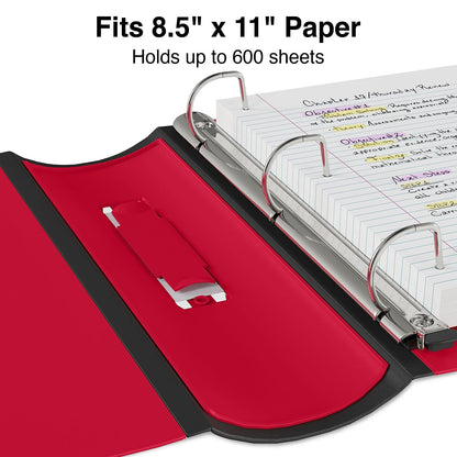 Staples Heavy-Duty 3-Inch D-Ring Binder, Red – 3-Ring Binder with Vinyl Cover, Holds Up to 600 Sheets for School & Office