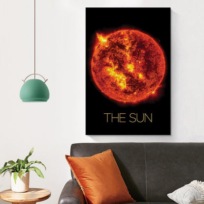 XIAOLOUTINYU Solar System Canvas Wall Art - The Sun star Space Poster for Kids Room Bedroom Classroom, STEM Educational Astronomy Decor, Science Gift for Boys Girls Teens, 16x24 Inch Unframed