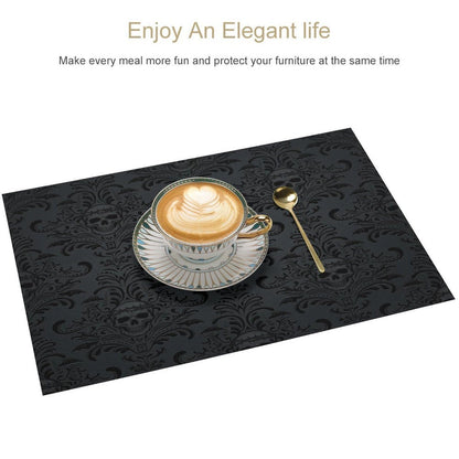 Placemats for Kitchen Dining Table Set of 4,Gothic Horror Skulls Printed Halloween Party Event Table Decoration Placemats 4 PCS, Style-23
