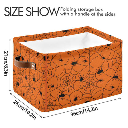 ALAZA Halloween Spiderweb Orange Foldable Storage Box Storage Basket Organizer Bins with Handles for Shelf Closet Living Room Bedroom Home Office 1 Pack