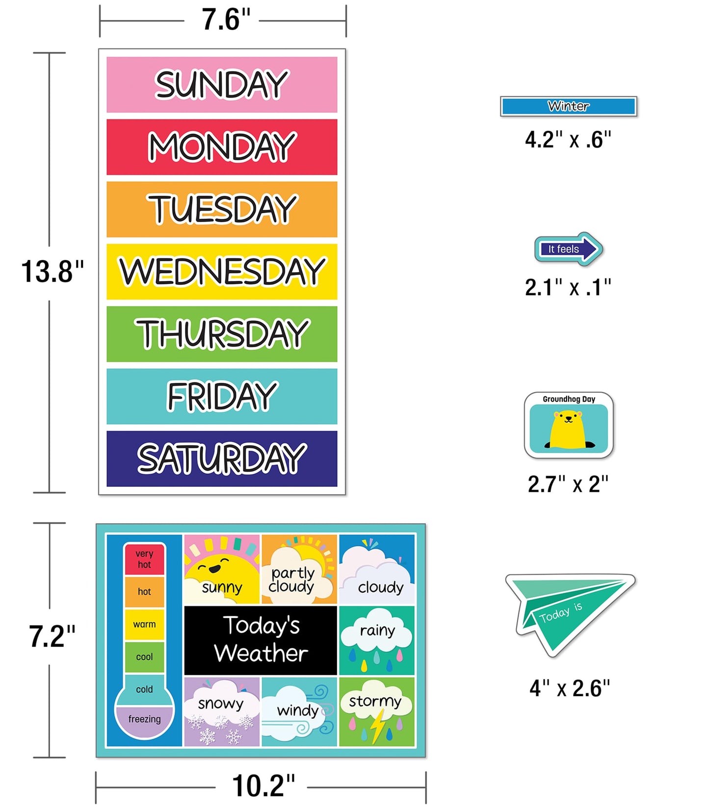 Carson Dellosa Happy Place 139 pc Set Calendar, Monthly Headers, Birthday, Holidays, Numbers Cover Ups, Seasons, Weather, and Days of The Week Chart for Classroom, Bulletin Board, Wall Decor