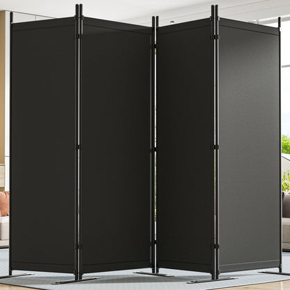 Yettsoy Room Divider 6FT Tall Folding Privacy Partition Screen, 88'' W Portable Wall Divider for Room Separation, Freestanding 4 Panel Room Divider Panel Privacy Screen for Dorm Studio Office, Black