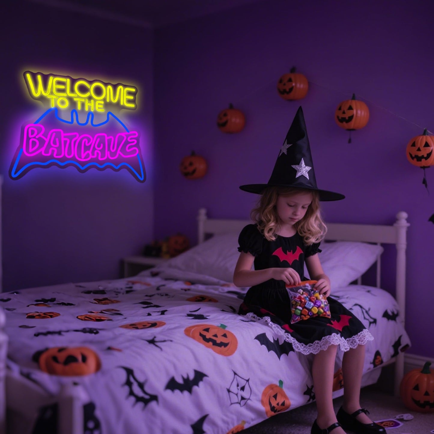 Halloween Bat Cave Neon Sign Gifts for Men Night Light Man Cave Bar Decor Bat Led Lights for Bedroom Home Bar Club Party Decorations Mens Gifts for Birthday