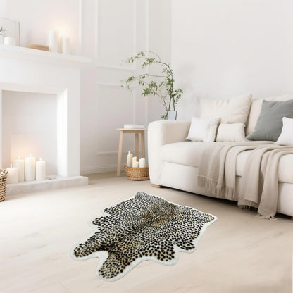 Fluffy Leopard Rug, Premium Cheetah Print Rugs, Soft Faux Fur Animal Carpet for Kids Room Bedroom, Living Room, Shaggy Teen Room Home Decor (Cheetah Print 39.4 X 36 in)