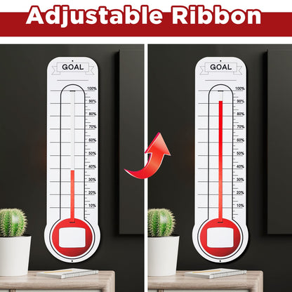 5 Pcs Goal Chart Fundraising Thermometer Goal Setter Board Goal Tracker Giant Goal Chart Goal Tracker Dry Erase Goal Setting Wall Mounted Thermometer with Pull Through Ribbon, 46 x 12 inches