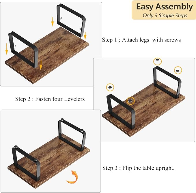 HSH Wooden Coffee Table, Industrial Rectangle Center Table, Modern Minimalist Coffee Table for Living Room, Farmhouse Wood and Metal Cocktail Tea Table for Bedroom Home Office, Rustic Brown, 47 in