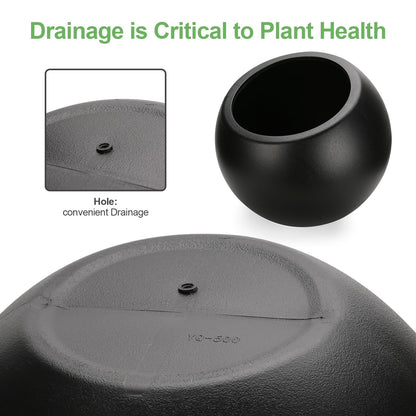 Yaghpy Large Round Planter,Planters for Indoor Plants & Outdoor,Durable Plastic Material Sphere Planter with Drainage Hole & Rubber Plug Weather Resistant,Plant Pot