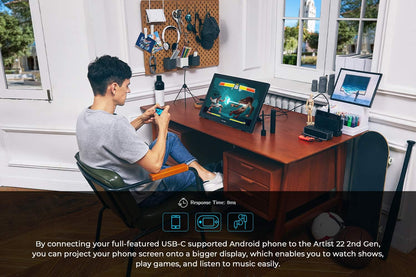 Drawing Tablet with Screen XPPen Artist 22 2nd Computer Graphics Tablet 122% sRGB with 8192 Levels Tilt Function Battery-Free Stylus, 21.5inch Pen Display Compatible with Windows, Mac, Linux