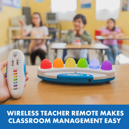 Educational Insights Wireless Eggspert 2.4 GHz - Game Buzzers with Lights and Sound, Classroom Trivia Game Show Buzzers, Answer Button Set for Class Quiz Games, Must-Have Teacher Resources