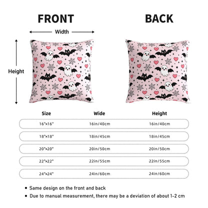 Halloween Pink Cute Ghost Bats Heart Decorative Pillow Covers 18x18 Inch Set of 2 Rustic Boho Flower Outdoor Throw Pillows Neutral Farmhouse Decoration Cushion Cases for Sofa Couch Bed Decor