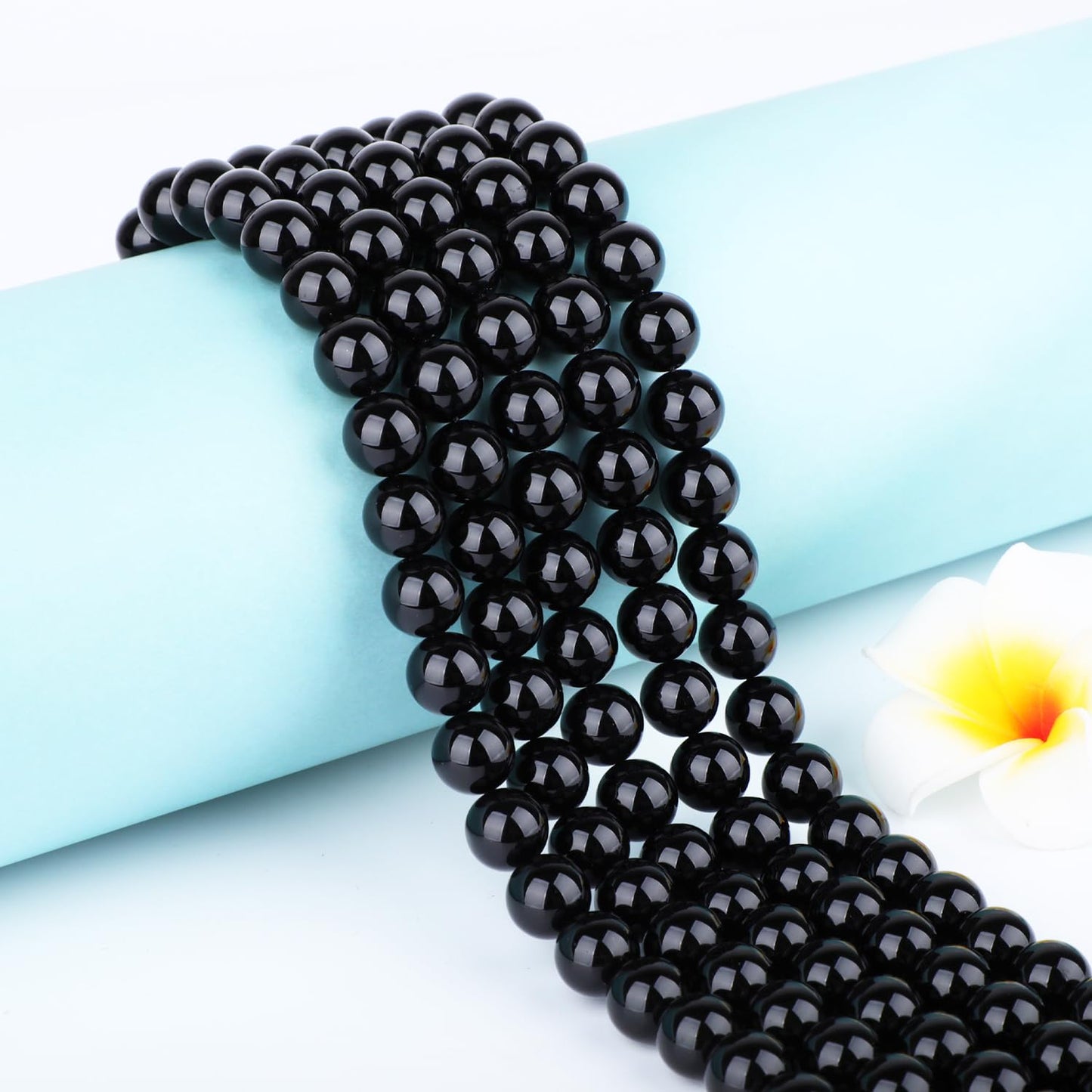 CMBYN Natural Stone Beads Round Genuine Real Stone Beading Strand Loose Gemstones DIY Smooth Bead for Bracelet Necklace Earrings Jewelry Making (Black Onyx, 10mm 36 Pieces)