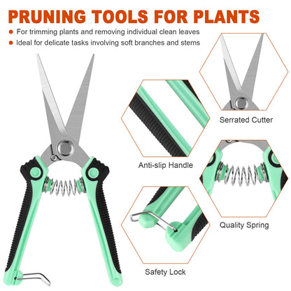 4 Pack Garden Shears Scissors,Pruning Shears, pruning shears for gardening Stainless Steel Blades, Gardening Clippers Hand Pruner With a Gardening Gloves((Red Yellow Blue Orange)