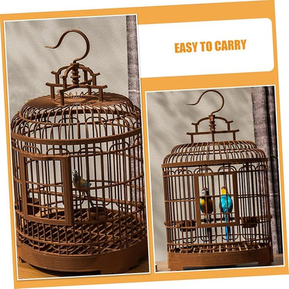 Milisten Large Portable Bird Travel Carrier Cage 19.48X12.67X12In Retro Round Design for Lovebirds Parakeets Cockatiels Indoor Outdoor Use
