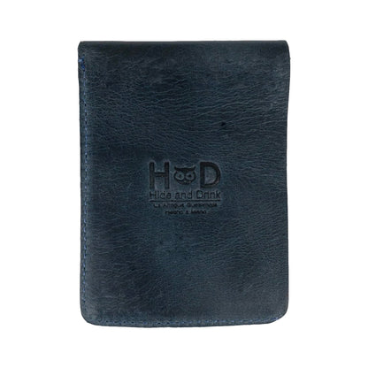 Hide & Drink, Vertical Front Pocket Wallet with Card Slot, Compact Storage for Bills, Card Holder, Full Grain Leather, Handmade, Slate Blue