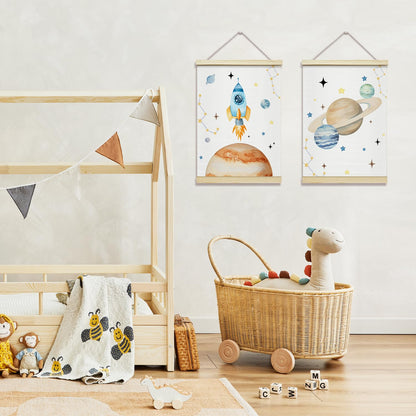 rizotus Solar System Plants Poster Hanger Frame Set of 2, Space Wall Art Posters for Kids Room, Hanger Frame for Boys Bedroom Classroom Toddler Nursery Playroom Wall Decor, 12x16 Inch -B02