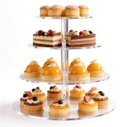 Vankcp 1 Pcs Cupcake Stand, 4-Tier Round Acrylic Cupcake Display Stand for 50 Cupcakes, Clear 4 Tier Cupcake Stand for Wedding Birthday Party，Halloween