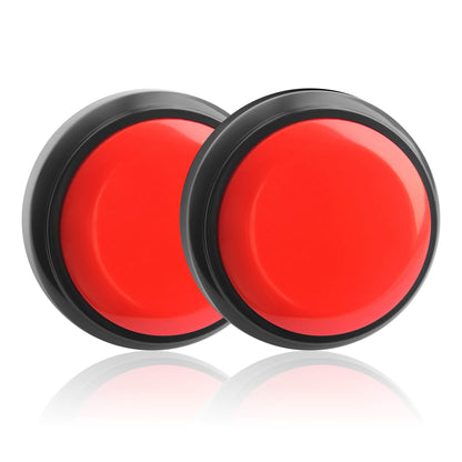 Recordable Button, Sound Button Record Talking Button Answer Buzzers Funny Buttons Record Your Own Words with 30s Voice Recording Time Also Used for Dog Pack of 2 - Black and Red (Battery Included)