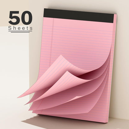300 Sheets Pink Legal Pads 8.5 x 11 College Ruled Paper 6-Pack Note Pad Narrow Ruled 50 Sheets per Notepad Perforated Writing Pad Durable Sturdy Back 8x11 Pads of Paper
