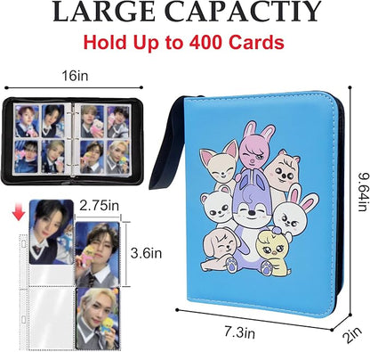 Kpop Photocard Binder for Stray Cards,4 Pocket with 50 Sleeves up to 400 Cards Cute Photo Album for Fans Boys and Girls