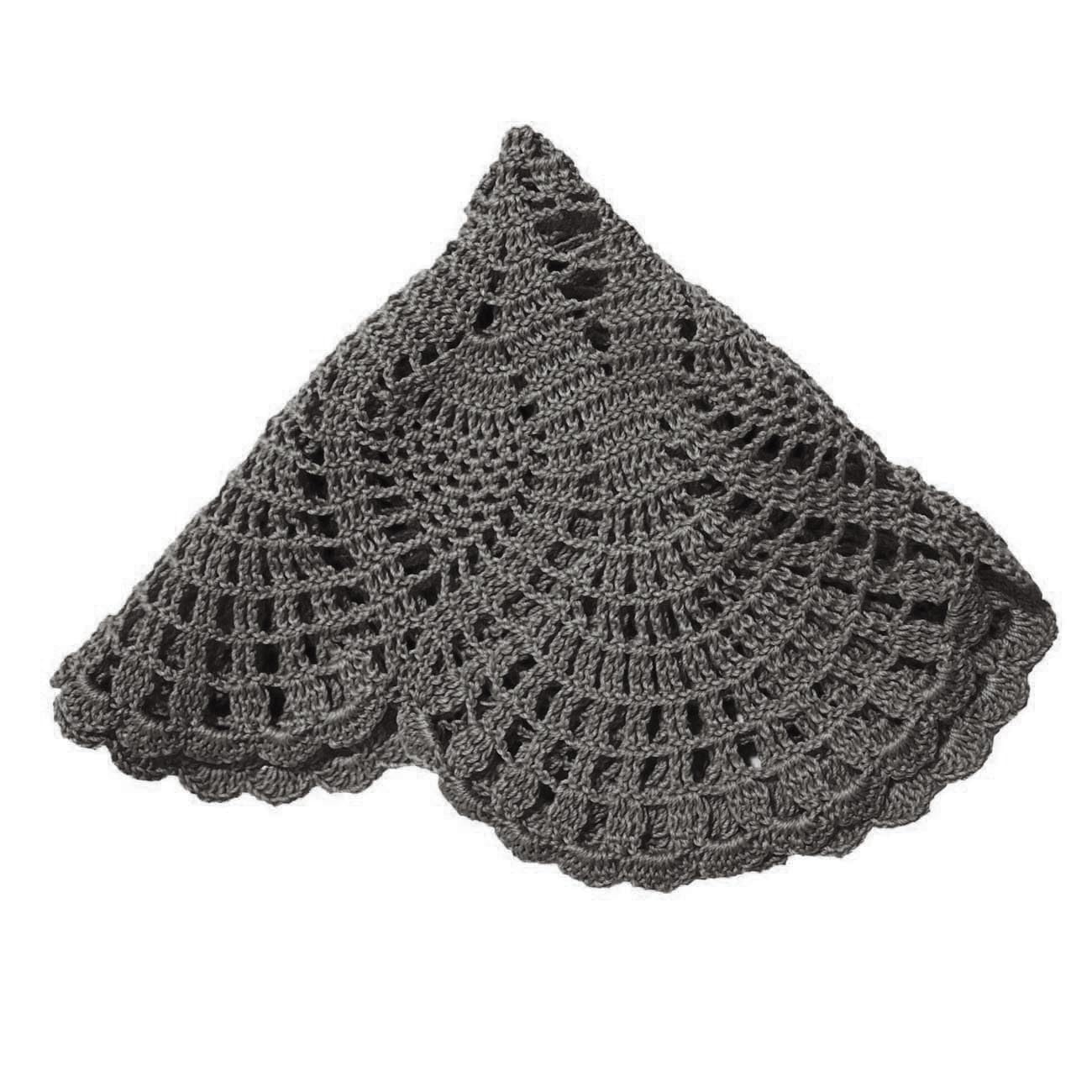 BOMHCS Handmade Crochet Lace Doily 15.5 inches to 17.5 inches Round 6 Petals Flower Placemats Coasters Vintage Doilies Vase Cup Mats (1 PC, Deep Grey)