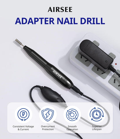 AIRSEE Home Lite USB Mobile Nail Drill Machine for Beginners Portable Nail File Manicure Pedicure Dremel Kit with 6 Bits 26 Sanding Bands for Home Acrylic Gel Nails Polishing DIY,Purple