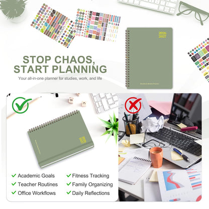 Planner 2026-2027, Academic Weekly and Monthly Calendar Planner, July 2026 - June 2027, Hardcover Planning Agenda Book for Desk Accessories and School Supplies - A5 Size (6.3'' x 8.5'')