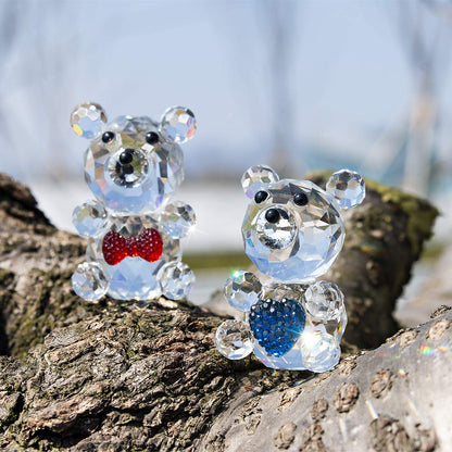 H&D HYALINE & DORA 2pcs Crystal Baby Bear Figurine Collection Animal Paperweight Table Centerpiece