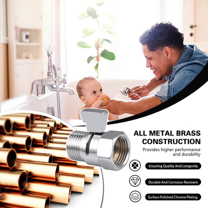 Hsmhose Shower Shut Off Valve, Shower Flow Control Valve,Soild Brass Flow Pressure Regulator for Handheld Shower Head G1/2 Chrome