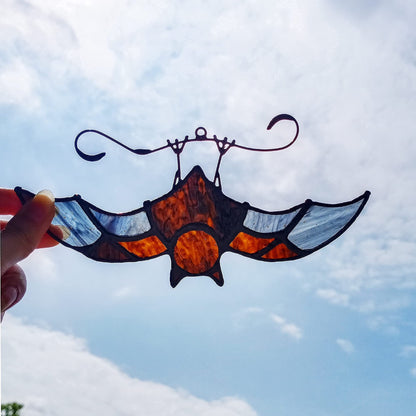 BOXCASA Bat Stained Glass Window Hangings, Bat Suncatcher Halloween Decoration,Bat Decor Hanging for Home, Office, Kitchen,Living Room