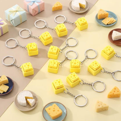 Kenning 12 Pcs Cheese Clicker Fidget Toys Keychain Bulk 3D Printed Clicker Fidget Toys Keyboard Stress Relief Keychain Gifts for Kids Student Employee Coworkers Graduation Party Favors End of Year