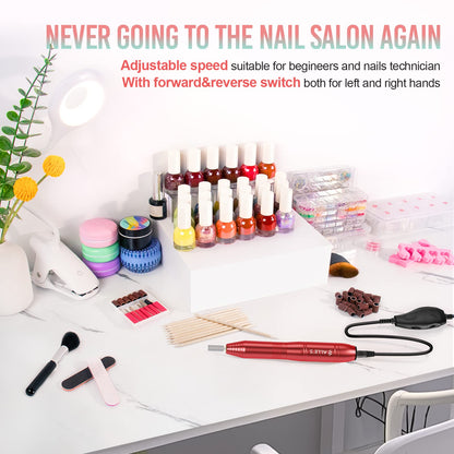 20000RPM Electric Nail Drill Compact Portable Efile Professional Manicure Pedicure Nail File Drill Kit for Acrylic, Gel Nails and Home Salon Use
