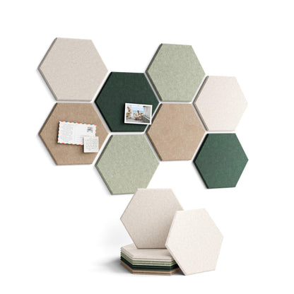 Fluxynara Hexagon Cork Board Alternative for Walls Decor-8-Pack Felt Bulletin Board Tiles,with 30 Pushpins,50 Adhesive Tabs for Office,Classrooms & Home Pin Board Felt Board-Nordic Moss