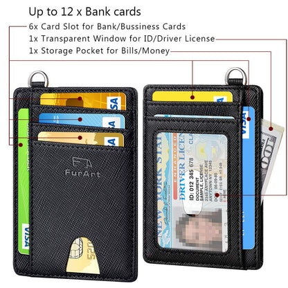 FurArt Slim Minimalist Wallet, Front Pocket Wallets, RFID Blocking, Credit Card Holder for Men-Black