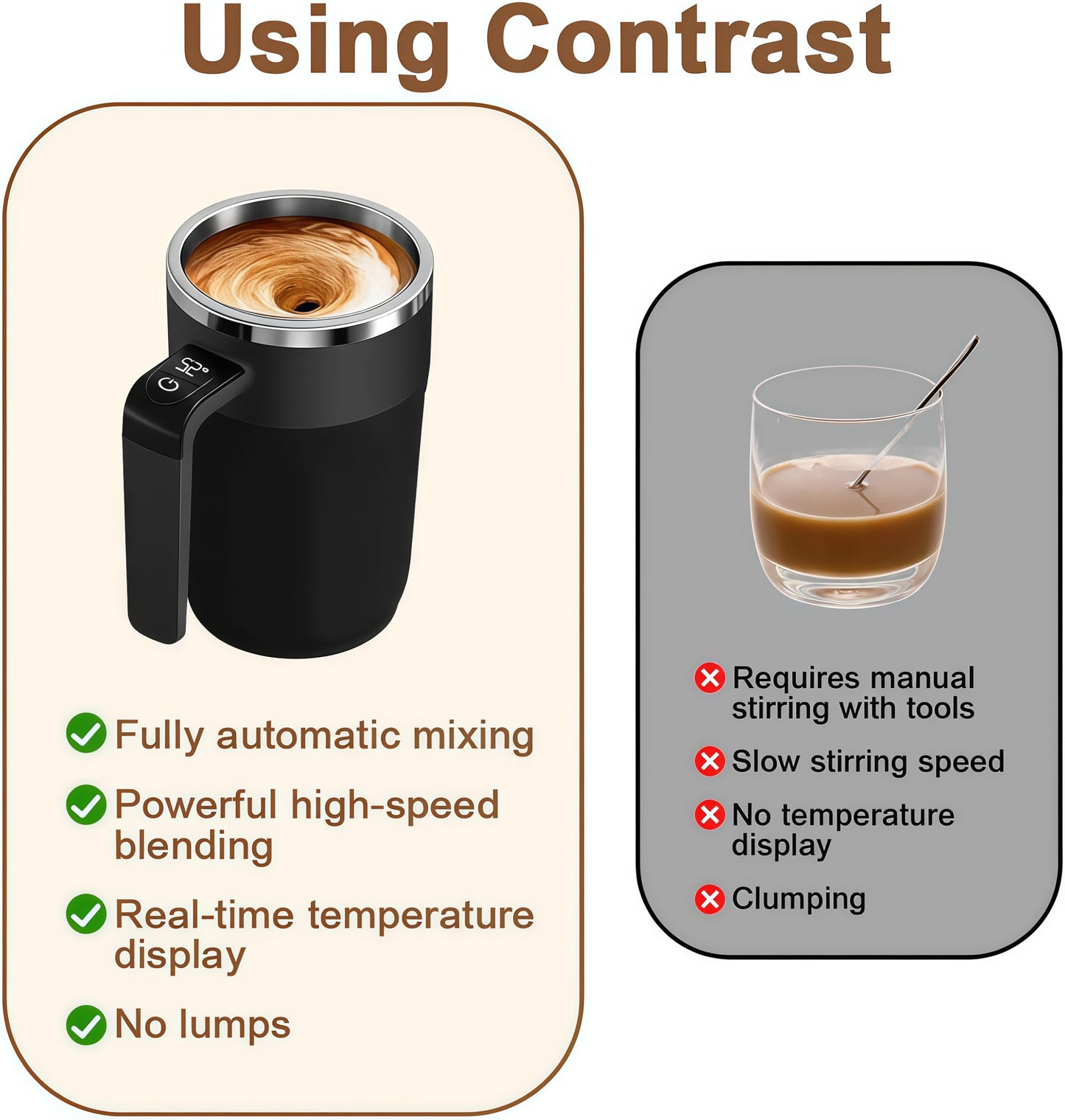 Lanchic Self Stirring Mug,Self Stirring Coffee Mug,Suitable for Coffee, Milk, Cocoa and Other Beverages (Black)